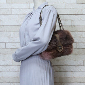 Chanel Mark Coco Fur Bag Brown Shoulder